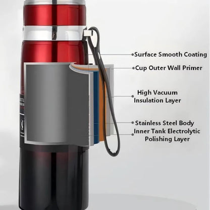 800ml/1000ml 316 Stainless Steel Thermos Cup Sports Home Travel Kettle Portable Sling Kettle Large Capacity Outdoor