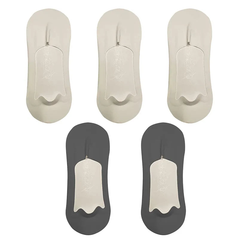 5pairs Men's Cotton Socks Summer Breathable Ultra-thin No Show Ice Silk Sock Silicone Non-slip Bottom Absorb Sweat Men Boat Sock
