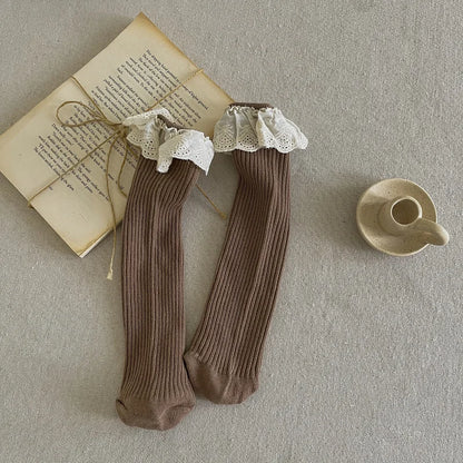 Ruffle Baby Girls Knee High Socks Long Kids Soft Cotton Lace Stuff Princess Children Leg Warmers Cute Girl Socks For 0-8Years