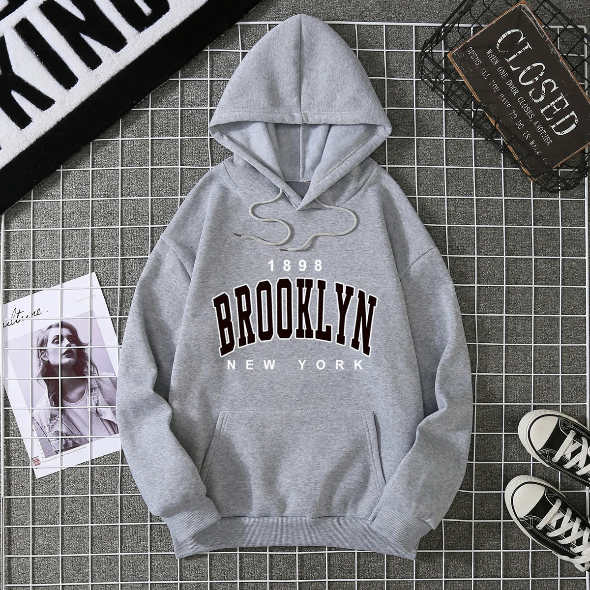 2025 Winter New Women's Hoodie High Street Unisex style Double Pockets Sweatshirts Outerwear Plus-Size Women's Clothing CYXX227