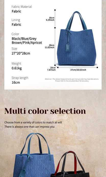 Large Capacity Tote Bag - Black Knitted Shopping Bag 27x20x28cm Durable Polyester