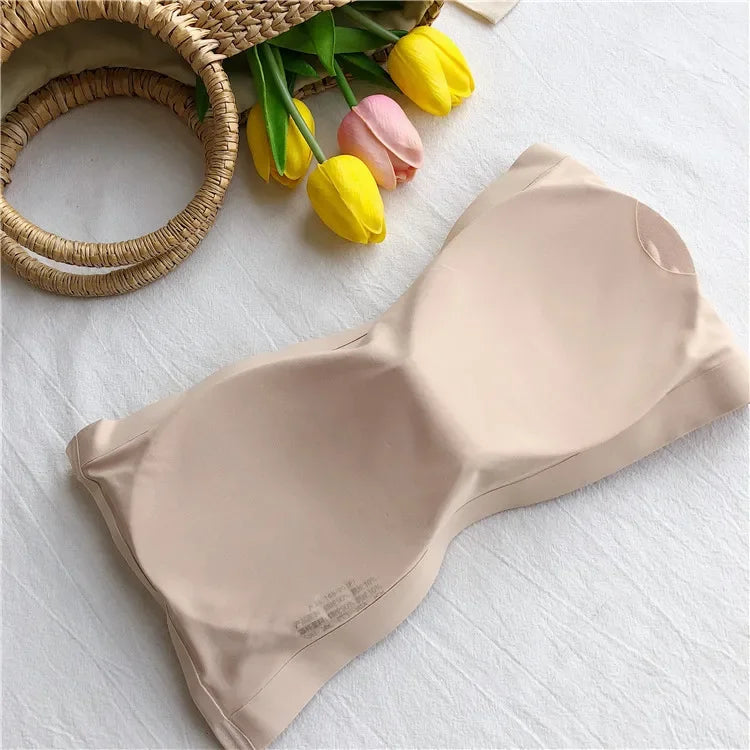 Seamless Tube Top Bra - Strapless Bandeau Wireless Breast Top With Back Closure