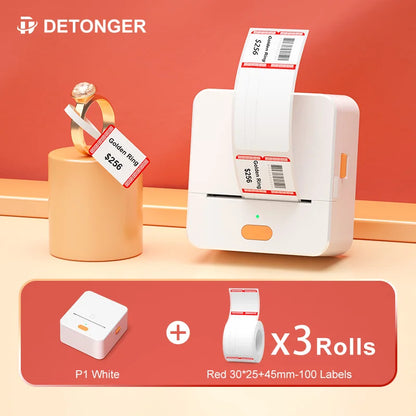 Self-adhesive Jewelry Label for DETONGER P1 Mini Portable Thermal Label Printer Wireless Inkless Logo Sticker Printer