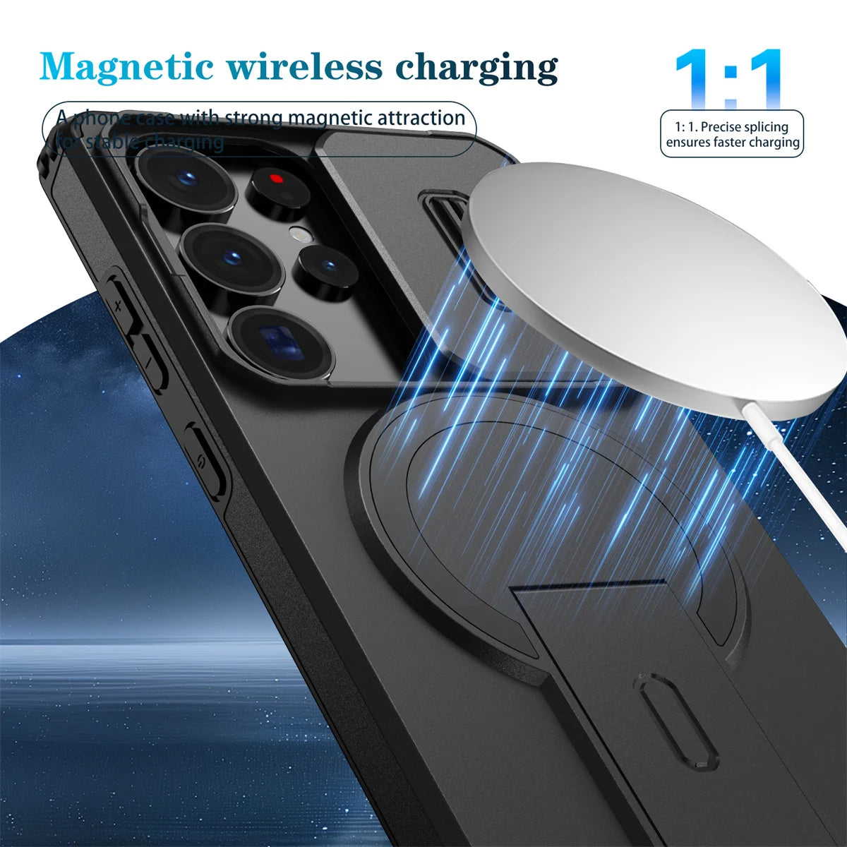 Lens Protect Camera Phone Case for Samsung S25 FE S26 S24 Ultra S23 Plus A37 A57 A17 A36 A56 A16 A55 Magnetic Kickstand Cover