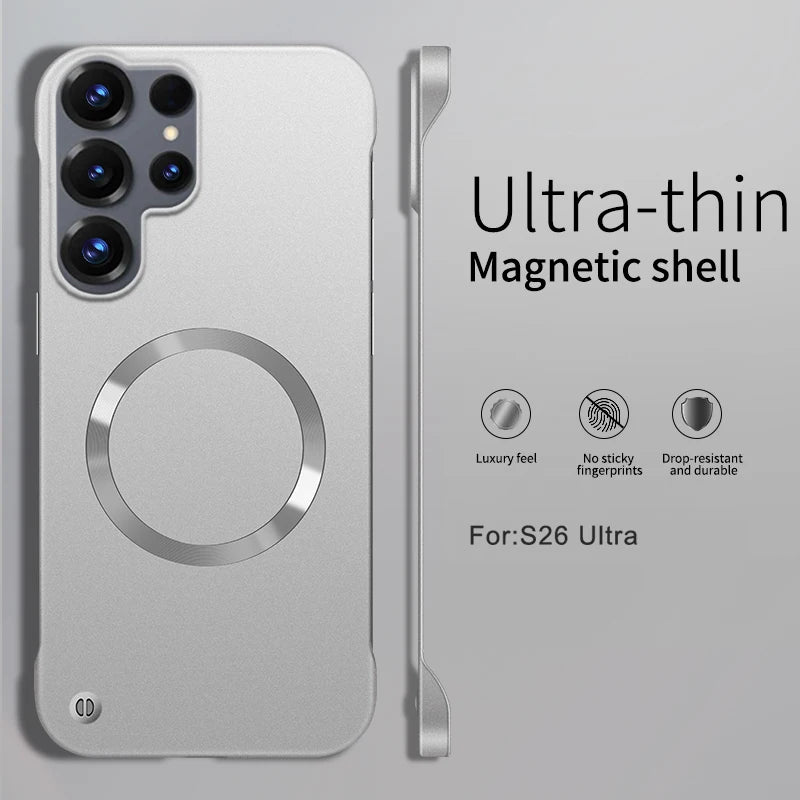 Ultra Thin Metallic Paint Magnetic Case For Samsung Galaxy S26 Ultra S25 S24 S23 Plus S22 Frameless Cooling Hard PC Cover Funda