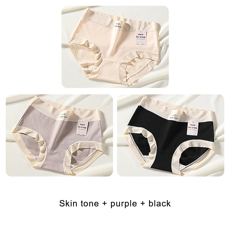 Cotton Mid-Rise Panties - Women's Antibacterial Breathable Cotton Briefs Set