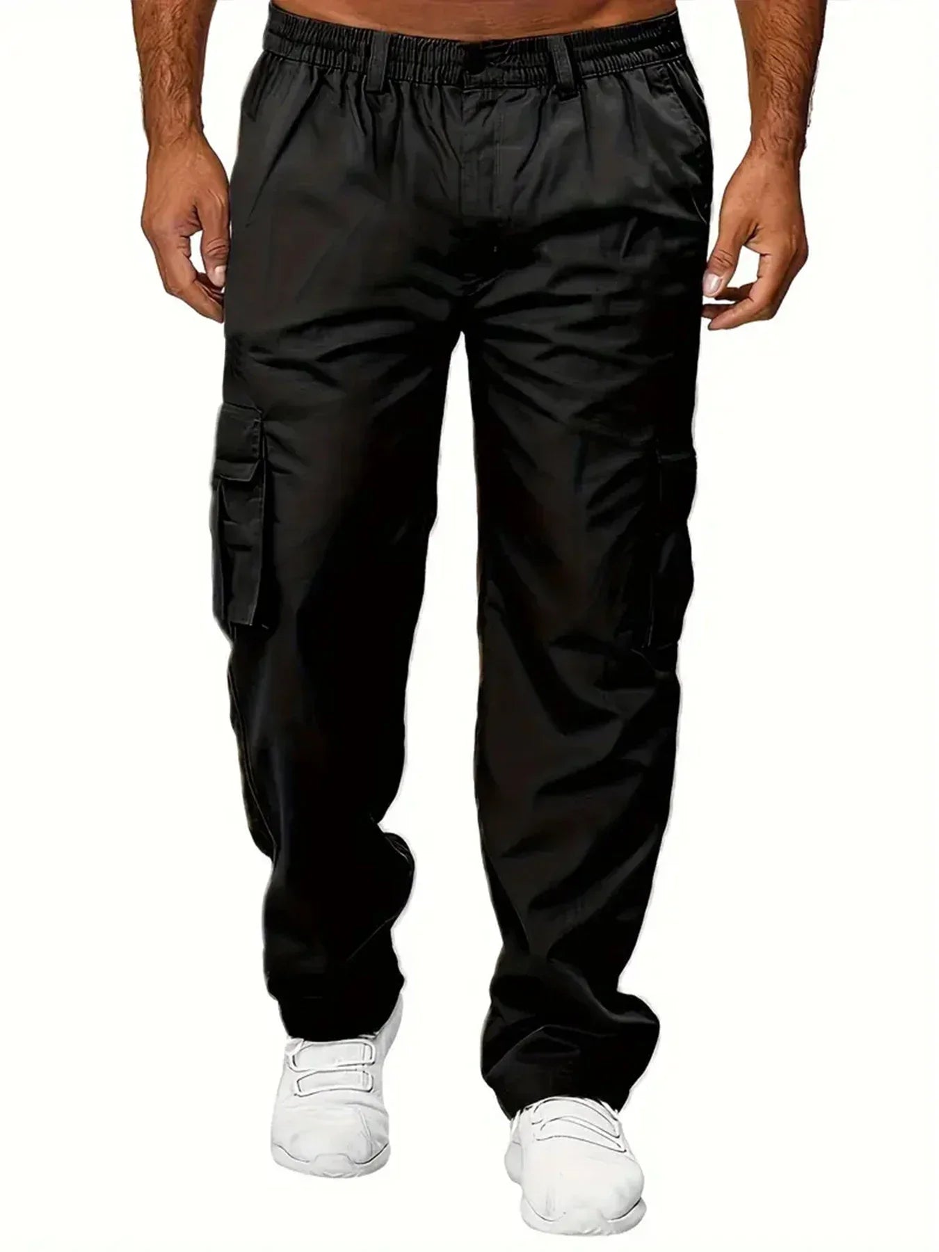 Men's Cargo Pants Sweatpants Outdoor Loose Straight Long Trousers Summer Casual Multi-Pocket Durable Workwear Male Trousers