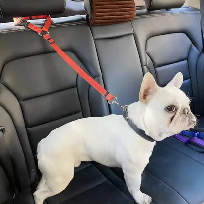Solid Color Pet Car Seat Belt Nylon Lead Leash Backseat Safety Belt Adjustable Dogs Harness Collar Pet Accessories