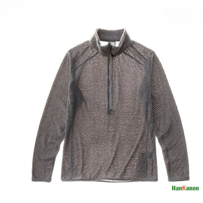 Men's Half-Zip Stand Collar Sweatshirt, Versatile Air Fleece Base Layer for Outdoor Camping, Hiking, Cycling