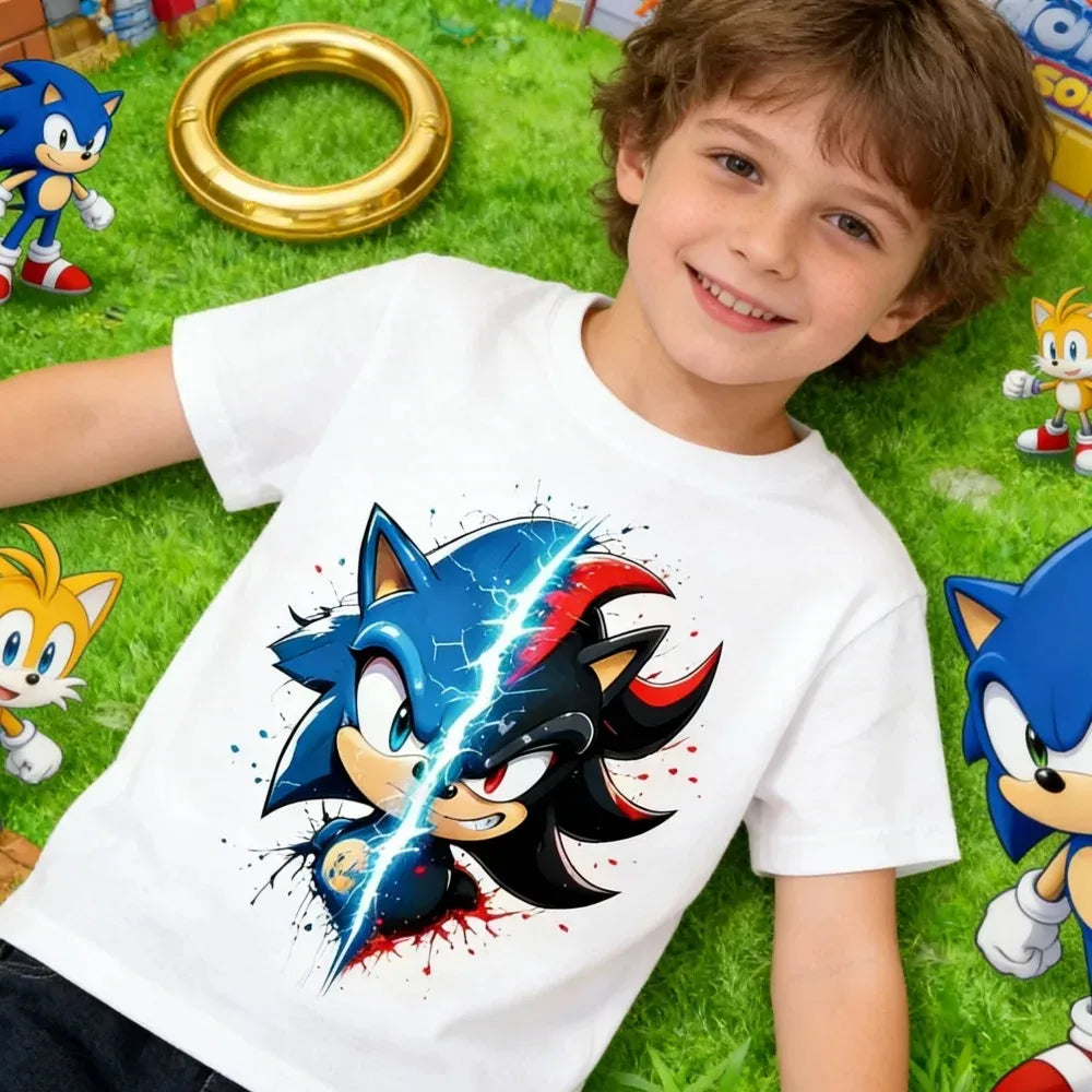 Sonic The Hedgehog Kids T-Shirt Anime Print Cotton Short Sleeve Boy Girl Summer Casual Top Gift