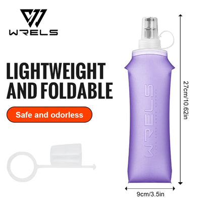 WRELS Soft Water Bottle Collapsible Soft Flask TPU Running Water Bottle Foldable Water Bag BPA-Free Sports Soft Water Flask
