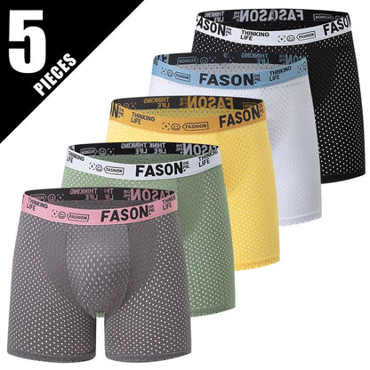 5piece Set Of Men's Classic Black And White Elastic Long Underwear Quick Drying Comfortable Sporty Youth Trend Flat Corner Pants