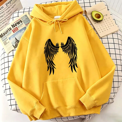 Retro Wing Print Hoodies Autumn Vintage Casual Hoodies Sweatshirts Y2k Women Harajuku Hoodie Sweatshirt