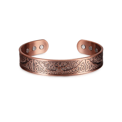 Vinterly Pure Copper Bracelets Vintage Viking Yggdrasil 15mm Adjustable Cuff Bangles Health Energy High Magnet Jewelry Resizable