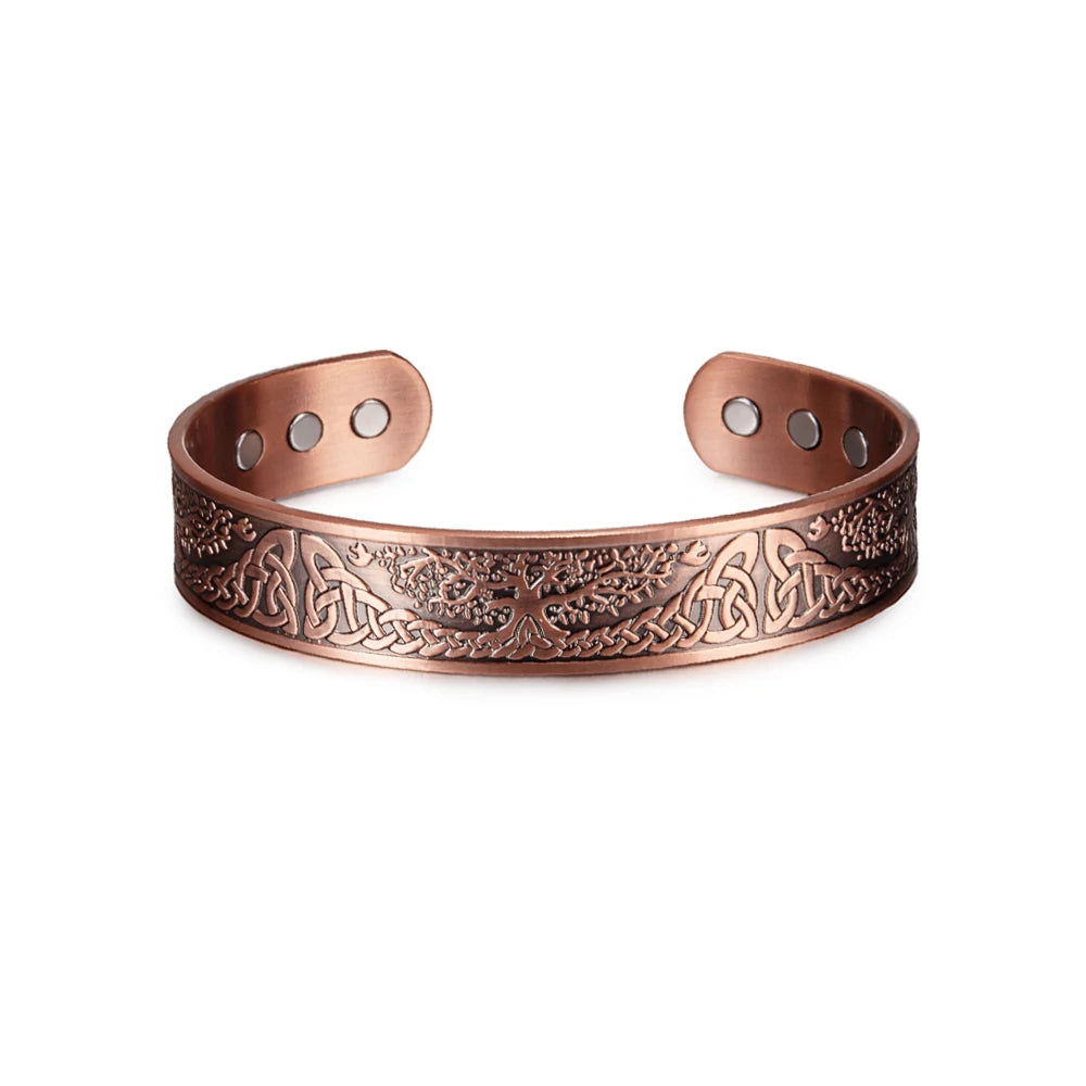 Vinterly Pure Copper Bracelet Yggdrasil Viking Adjustable Magnetic Bangles Arthritis Relief Health High Magnet Jewelry Resizable