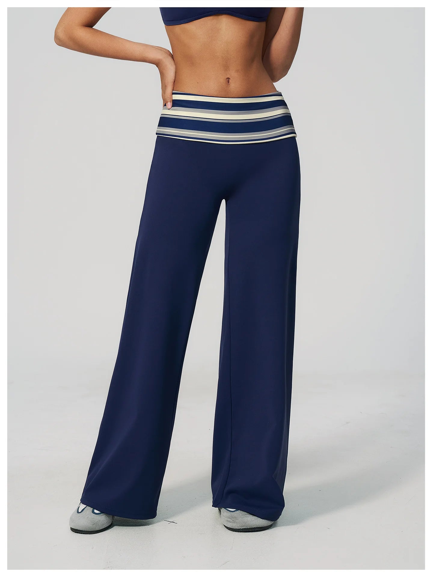 Women's Wide Leg Yoga Pants Breathable Sports Fitness Bell-bottoms High Waist Striped Yoga Pants Polka Dot Workout Flared Pants