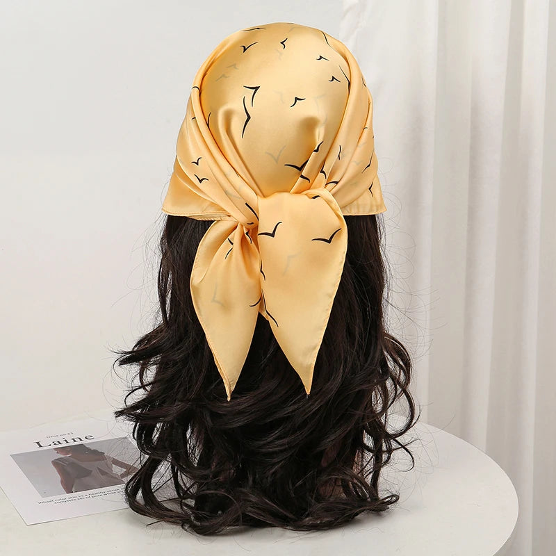 Luxury Silk Head Scarf - Soft Summer Foulard Bandana for Women