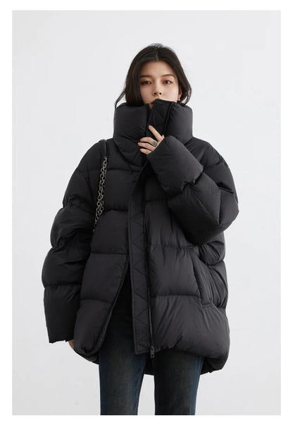 CHIC VEN Women Down Coats Long Sleeve New Soft Solid Lightweight Bread Down Jacket Female Warm Coat Lapel Outerwear Winter 2023