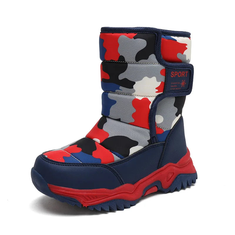 Children Winter Boots - Waterproof Kids Snow Boots With Plush Lining & Rubber Sole
