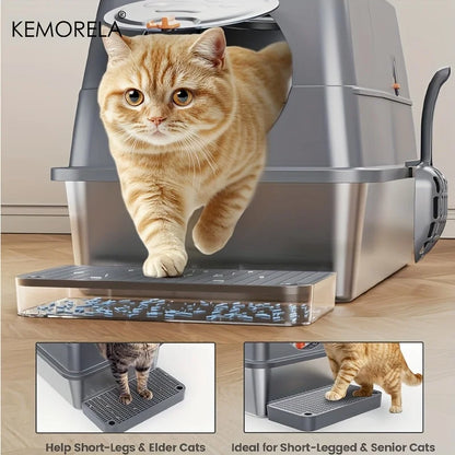 Stainless Steel Cat Litter Box with Lid - Odor-Proof High-Sided Easy Clean - ZOOMNSTORE