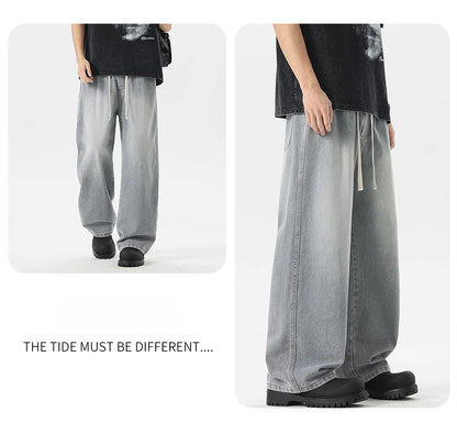 Men's Jeans American Loose Wide-leg Loose Straight Casual Trousers Street Hip-hop Baggy Jeans Black Grey  Blue Streetwear Men