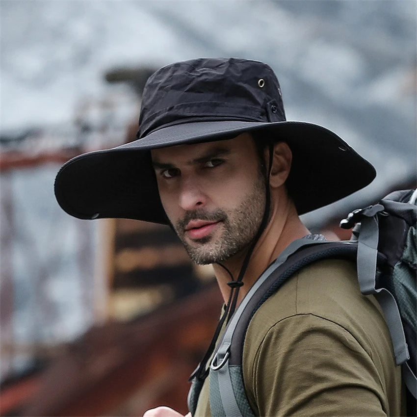 Wide Brim Sun Hat – Western Style Fishing & Hiking Hat with UV Protection