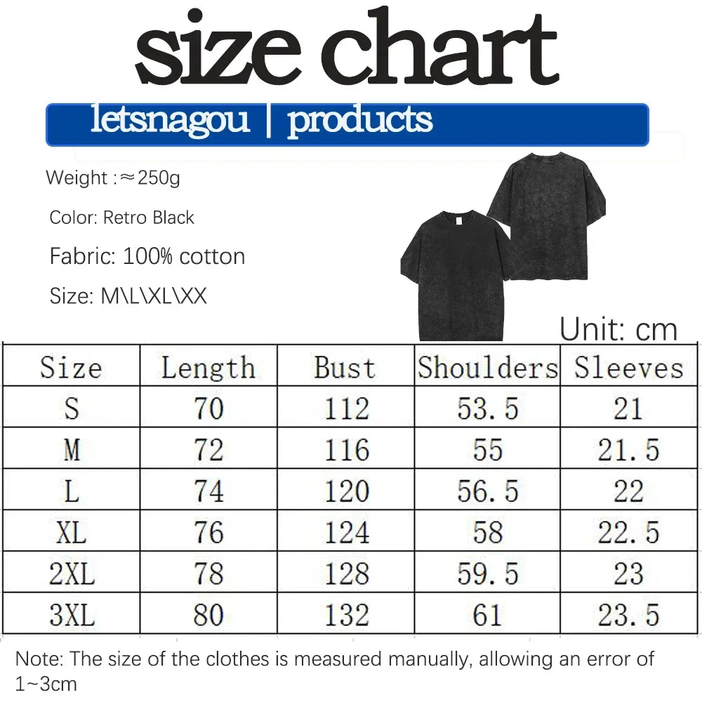 Men Streetwear Tshirt - Vintage Harajuku Anime Graphic Print Black Cotton Tee