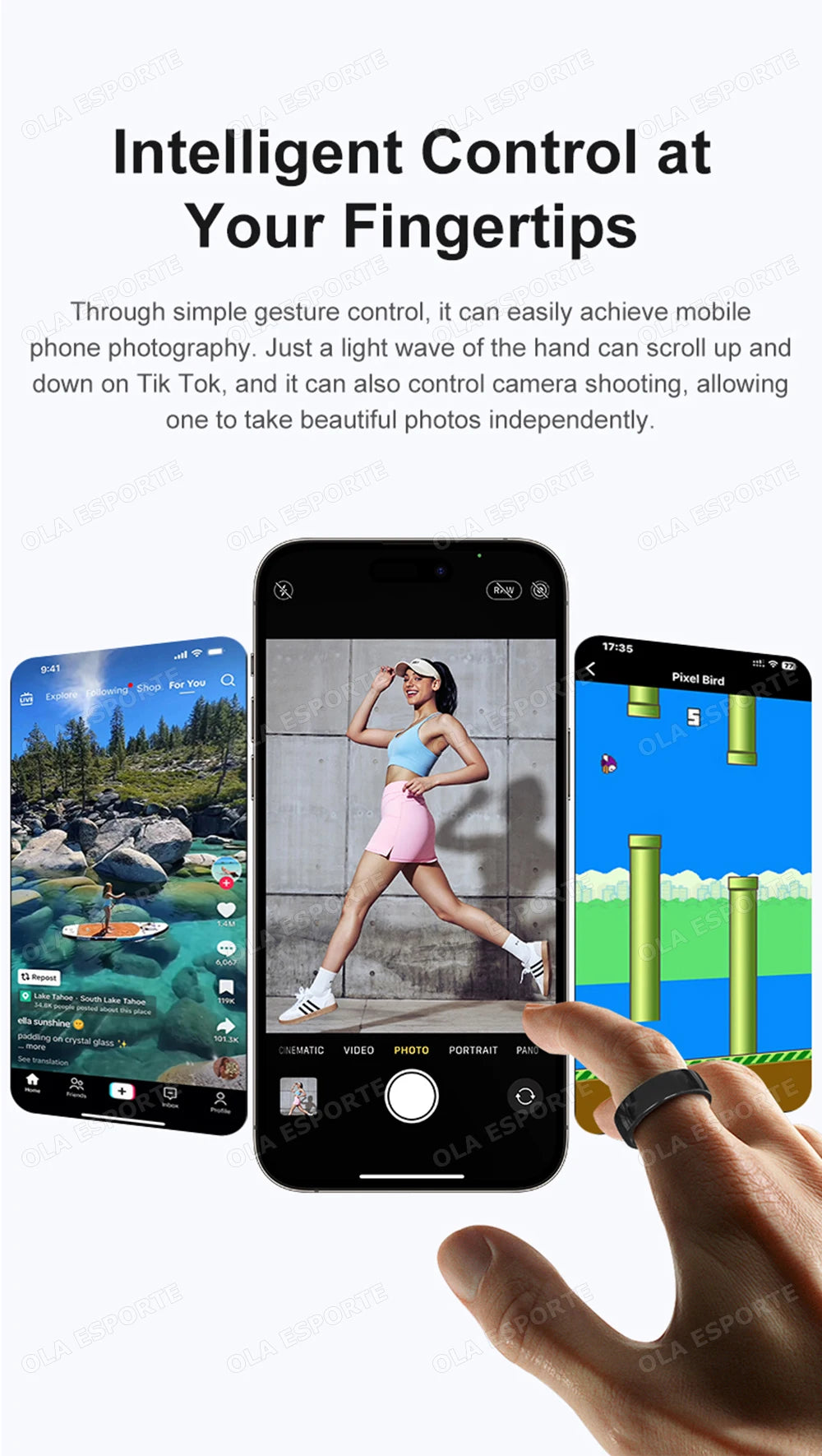 Smart Ring Couple Space Interaction Health and Sleep Monitor Multi Sport Mode Gesture Control 5ATM Waterproof with Charging Case