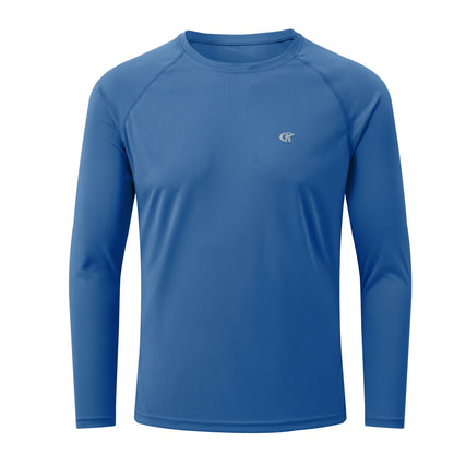 Men UPF 50+ Long Sleeve T-Shirt, Rash Guard Breathable Tops, Pullover Shirt for Sport Fishing Hiking Running Beach Surfing