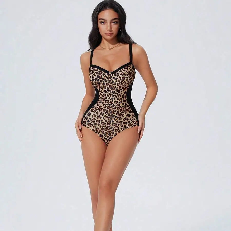 Womens Floral Print One-Piece Swimsuit With Cutout Back And Straps