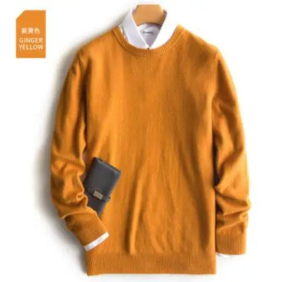 Cashmere Pullover Sweater - Men's V Neck Warm Cotton Blend Knitwear For Autumn Winter