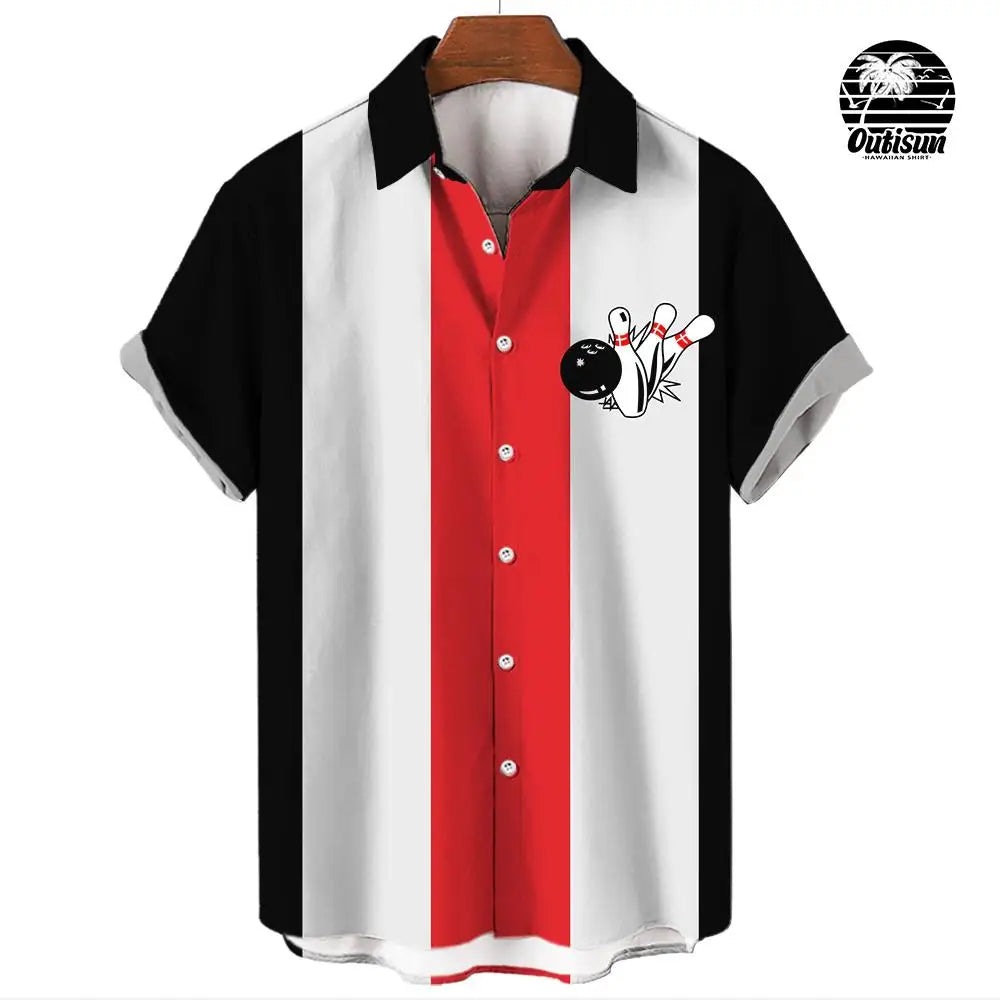 New Hawaiian Shirts for Men Casual Button Down Short Sleeve Unisex Striped 3D Print Summer Beach European Size S to 5XL
