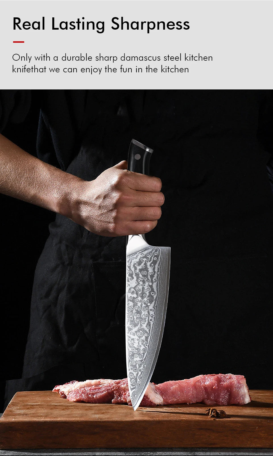FYOUNG 8-Inch Damascus Chefs Knife - VG10 Super Sharp Kitchen Knife