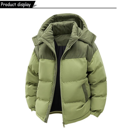 Autumn Winter Men Outdoor Removable Hooded Windbreak Jacket Coats Men Warm Outwear Casual Fashion Solid Parkas Jacket Male Tops