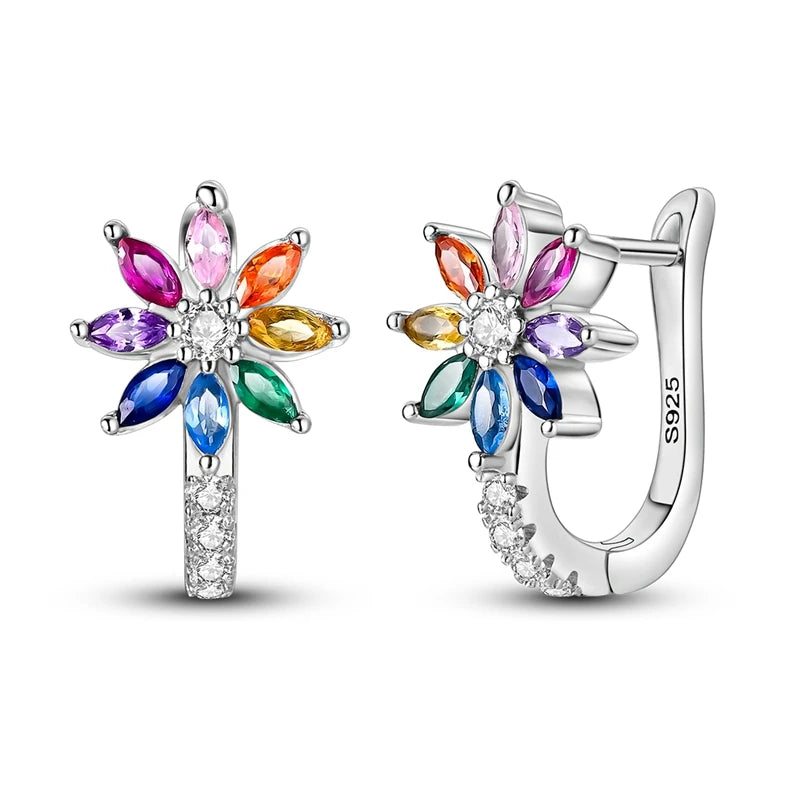 Sterling Silver Hoop Earrings – Zirconium Star Drop Style For Women’s Anniversary Jewelry Gift
