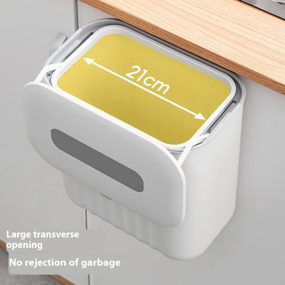 Wall-Mounted Trash Bin with Silicone Handle - Two-Way Opening Lid PP Storage Tube