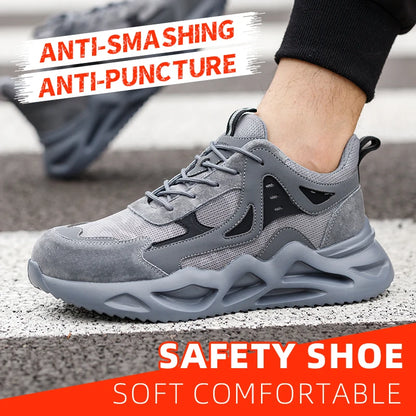 Men's Steel Toe Safety Shoes Anti-Smash Anti-Puncture Lightweight Breathable Industrial Work Shoes Lightweight Breathable Men's Safety Shoes Steel Toe Anti-Slip Sport-Style Industrial Work Shoes
