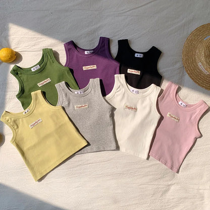 Kids Summer Clothes Sleeveless T-shirt Fashion Children T-shirt For Girls Boys Cotton Vest Tops