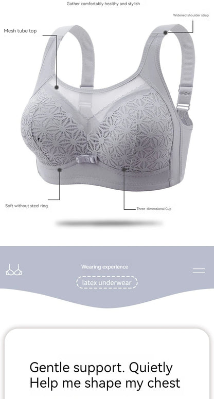 New Style Non Steel Ring Gathering Anti Sagging Thin Cup Breathable Adjustable Back Bra Anti Slip Four Breasted Underwear