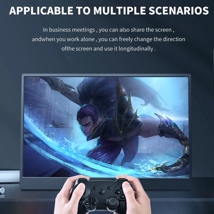 Portable Gaming Monitor 14.1 Inch IPS Screen Extended Display with Dual Speakers