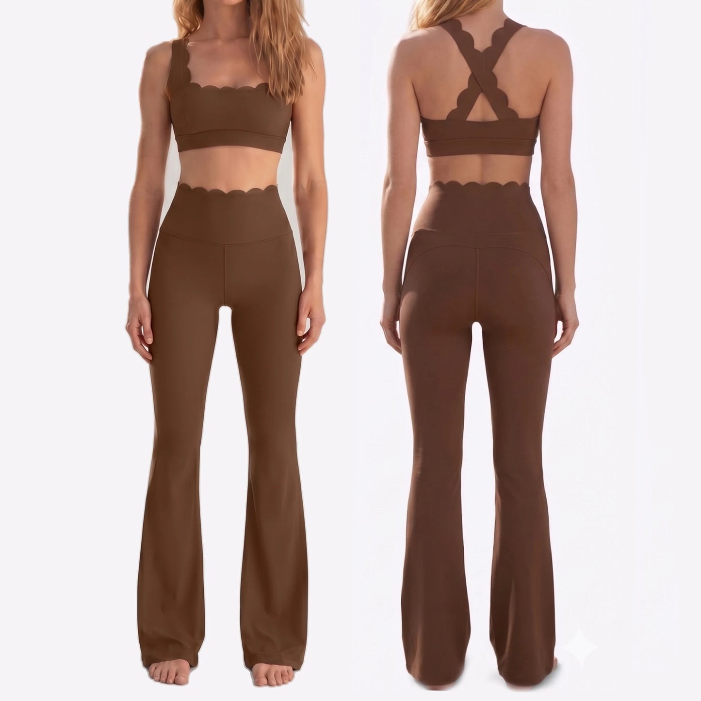 Women Two Pieces Fitness Yoga Set Solid Color Stretchy Soft Gym Suit Breathable Quick Dry Workout Clothes Female Sportswear