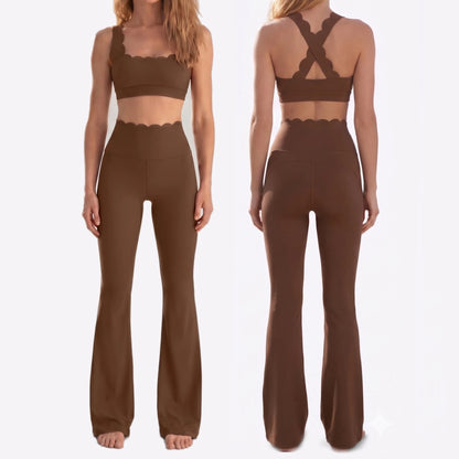 Women Two Pieces Fitness Yoga Set Solid Color Stretchy Soft Gym Suit Breathable Quick Dry Workout Clothes Female Sportswear