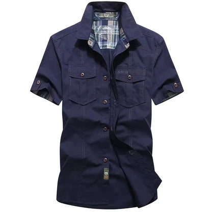 Men's summer thin shirt men's plus size new casual denim inch shirt military uniform shirt men