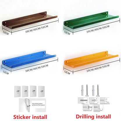 Acrylic Wall Storage Rack - No Drill Bathroom  Kitchen Organizer with Strong Adhesive