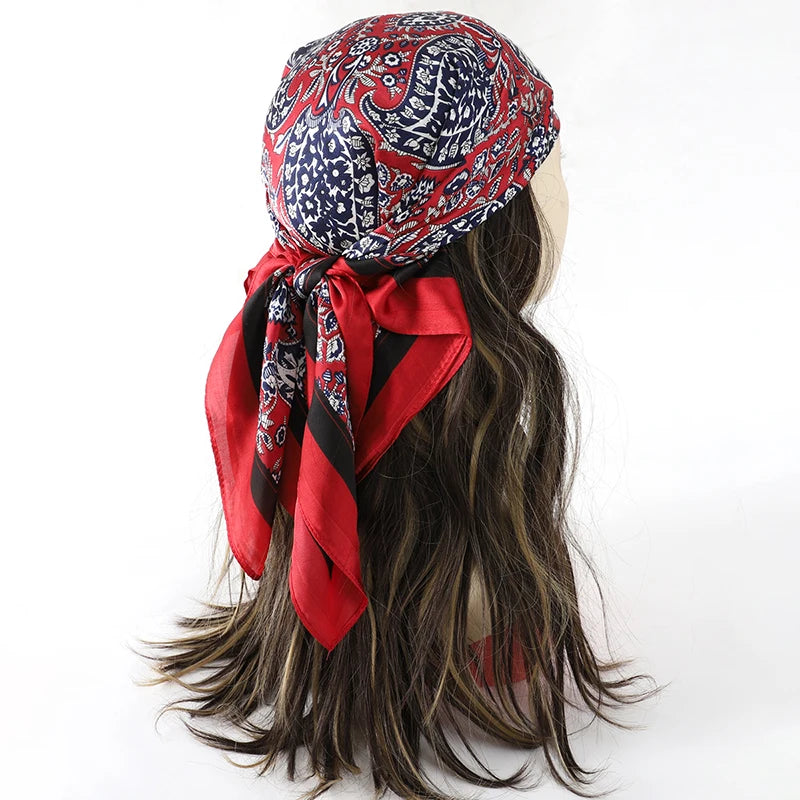Luxury Silk Head Scarf - Soft Summer Foulard Bandana for Women