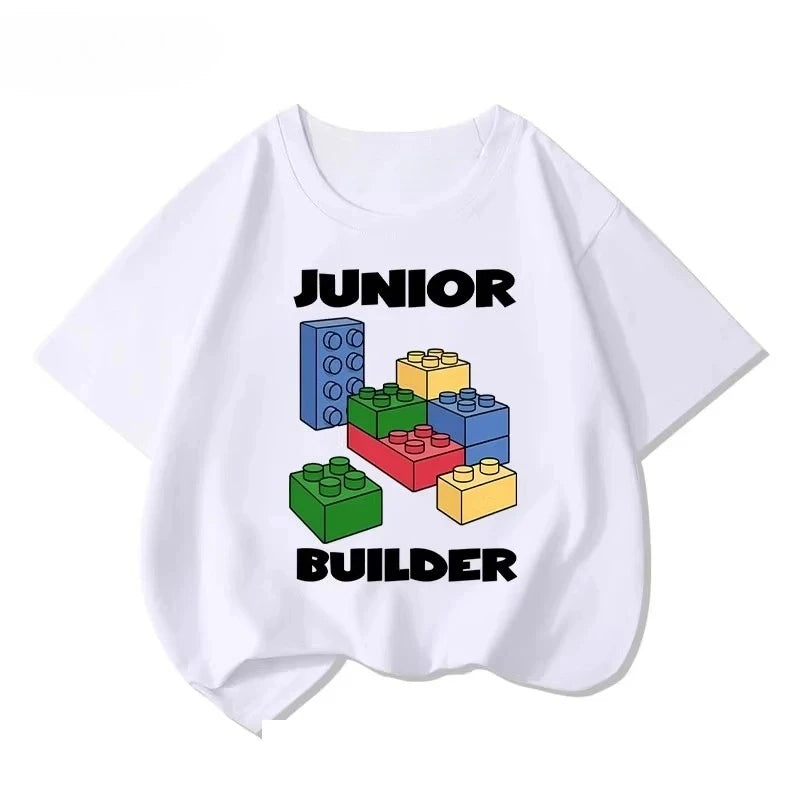 Lego educational cartoon print summer boys and girls 100% cotton short sleeved T-shirt