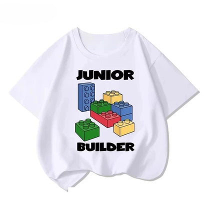 Lego educational cartoon print summer boys and girls 100% cotton short sleeved T-shirt