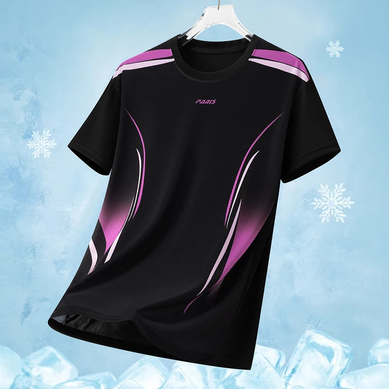 Men's Gradient Ice-Silk T-Shirt – Quick-Dry Running & Training Top