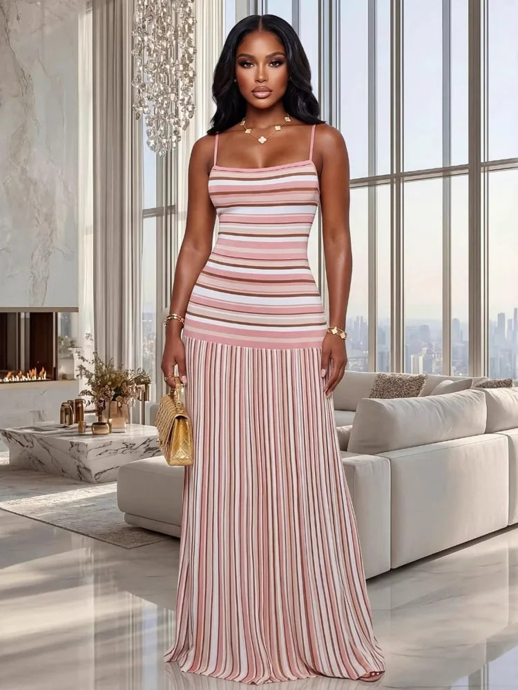 Wmstar Dresses for Women Wholesale Summer Halter Backless and Striped Design Fresh and Breezy Summer Resort Dress Drop Shopping