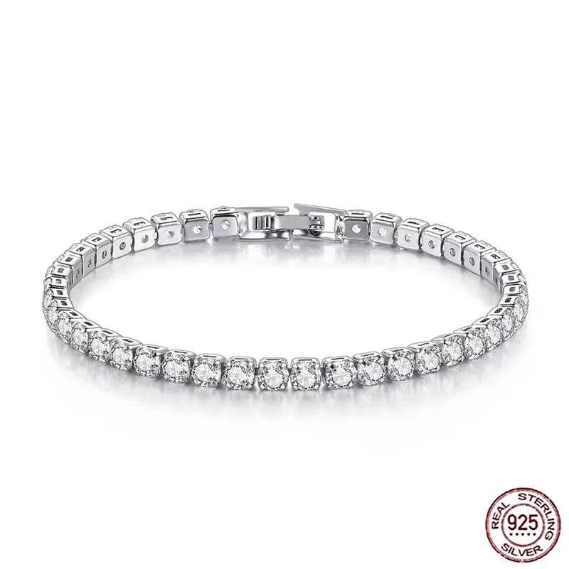 925 Sterling Silver Rose Gold Tennis Bracelet Sparkling Crystal Cubic Zirconia Hip-Hop Luxury Women's Jewelry Surprise Gift
